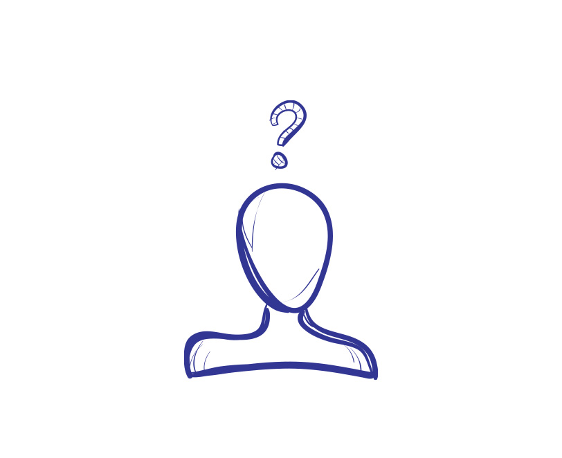 Illustration un buste avec un point d'interrogation au-dessus la tête